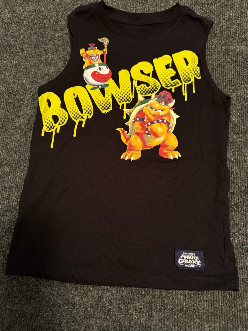 Nintendo Boys Bowser & Bowser Jr. Muscle Tank Top Super Mario Galaxy Movie Black